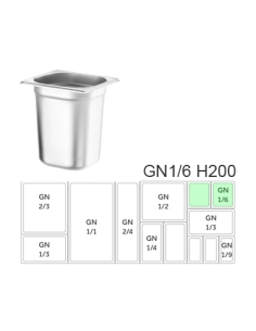 Recipiente Acero - HENDI - Budget Line - GN 1/6 - H200 176x162 mm - ( UNIDAD ).