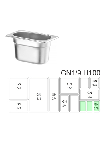 Recipiente Acero - HENDI - Budget Line - GN 1/9 - H100 176x108 mm  - ( UNIDAD )