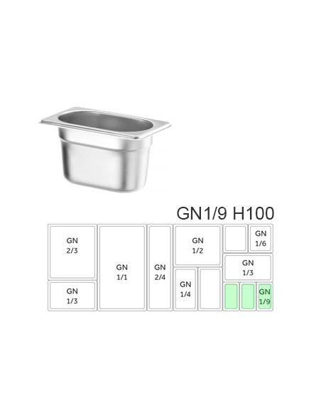 Recipiente Acero - HENDI - Budget Line - GN 1/9 - H100 176x108 mm  - ( UNIDAD )