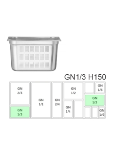 Recipiente Acero - Gastronorm - GN1/3 - H150 - Perforado ( UNIDAD )