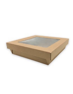 Caja Carton Kraft - Ventana - 1470 ml - 190/170x50mm - ( PAQUETE DE 60 )