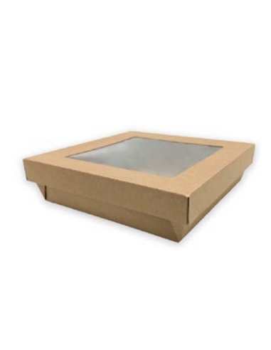 Caja Carton Kraft - Ventana - 1470 ml - 190/170x50mm - ( PAQUETE DE 60 )