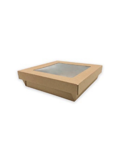 Caja Carton Kraft - Ventana - 1470 ml - 140/120x50mm - ( PAQUETE DE 50 )