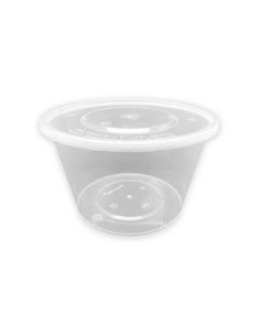 Envase Redondo - Con Tapa - PP - 500 Ml - ( CAJA DE 9 PAQUETES DE 50 )