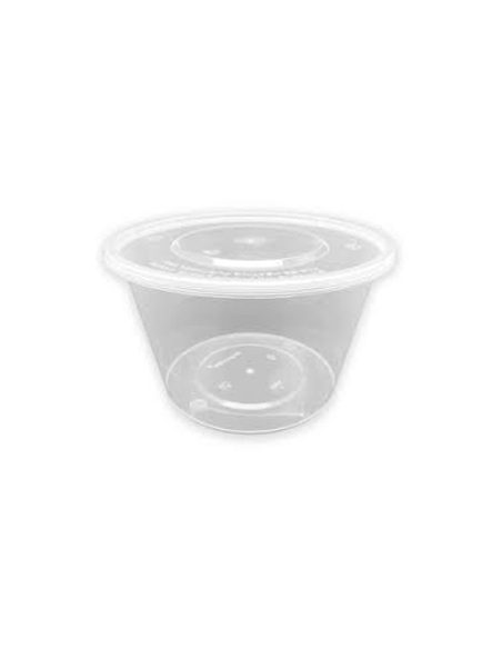 Envase Redondo - Con Tapa - PP - 500 Ml - ( CAJA DE 9 PAQUETES DE 50 )