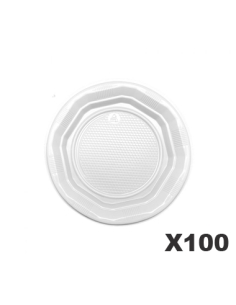 Platos Plasticos - PS - Blanco Redondo - 5,5 gr - 17 cm - ( PAQUETE DE 100 )