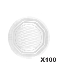 Platos Plasticos - PS - Blanco Redondo - 9 gr - 22 cm - ( PAQUETE DE 100 )