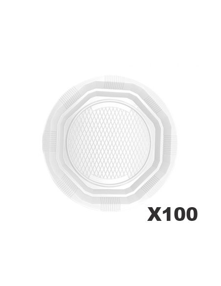 Platos Plasticos - PS - Blanco Redondo - 9 gr - 22 cm - ( PAQUETE DE 100 )