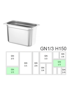 Recipiente Acero - Gastronorm - GN1/3 - H150 325x176  ( UNIDAD )
