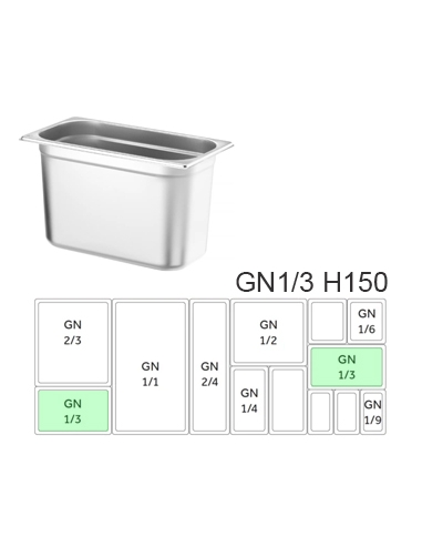 Recipiente Acero - Gastronorm - GN1/3 - H150 325x176  ( UNIDAD )