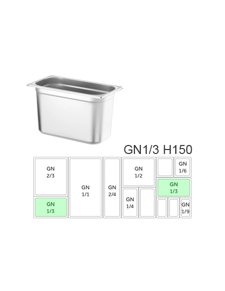 Recipiente Acero - Gastronorm - GN1/3 - H150 325x176  ( UNIDAD )