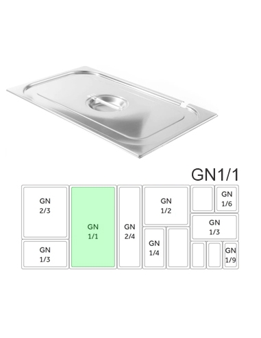 Tapa Acero - Gastronorm - Hueco Cuchara - GN1/1 - 500x35 mm -  ( UNIDAD )