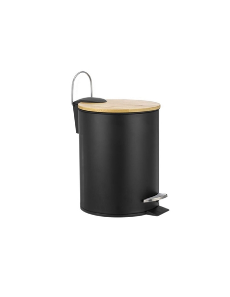 Cubo Pedal Metal - Bambu - 5 LT - BLACK CONFORTIME - ( UNIDAD )