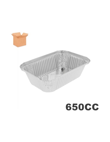 Tarrinas - Aluminio - 650 cc - Rectangular -  ( CAJA DE 12 TIRAS DE 100 )