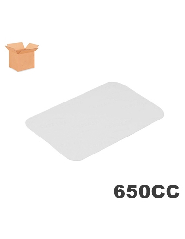 Tapas Tarrinas - Aluminio - 650 cc - Rectangular -  ( CAJA DE 12 TIRAS DE 100 )